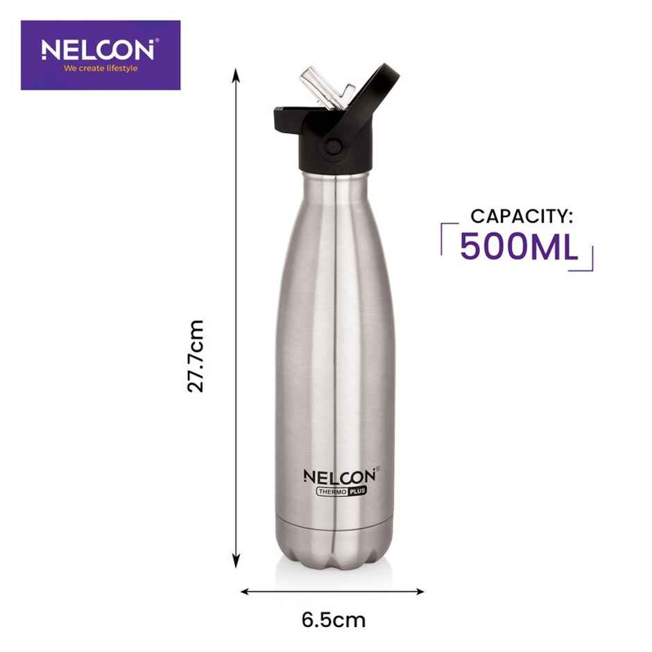 Nelcon Cola Duo Vacuum Insulated Flask | 24 hrs Hot & Cold | ISI Certified | 500 ml