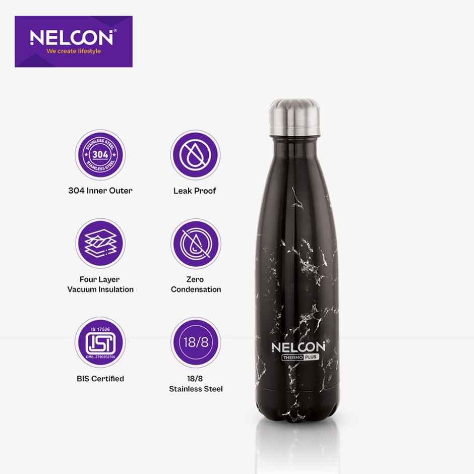 Nelcon Cola Bliss Thermoplus Vacuum Insulated Bottle | ISI Certified | School | College | 750 ml