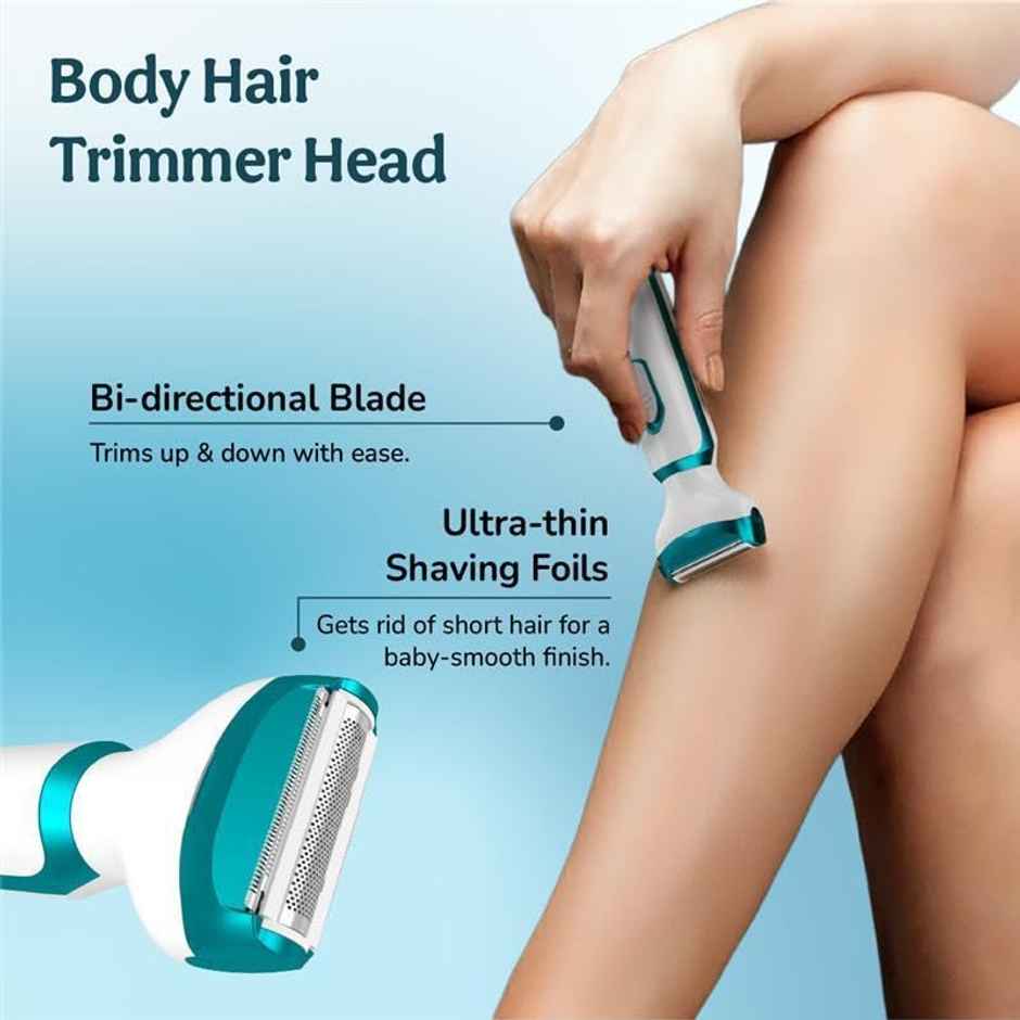 Caresmith Bloom 4 In 1 Face & Body Hair Trimmer For Women | Hair Removal Machine | Glossy White