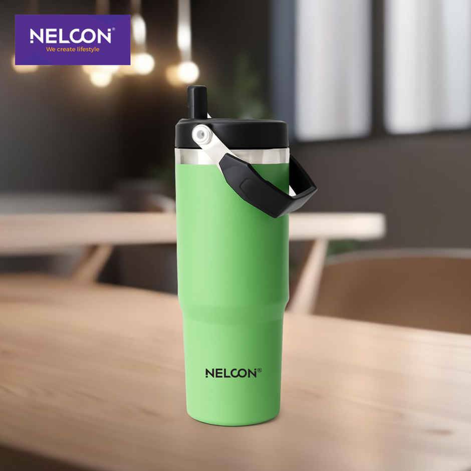 Nelcon Travel Mate Insulated Tumbler | Double Wall Stainless Steel Flask | Pastel Green | 900 ml