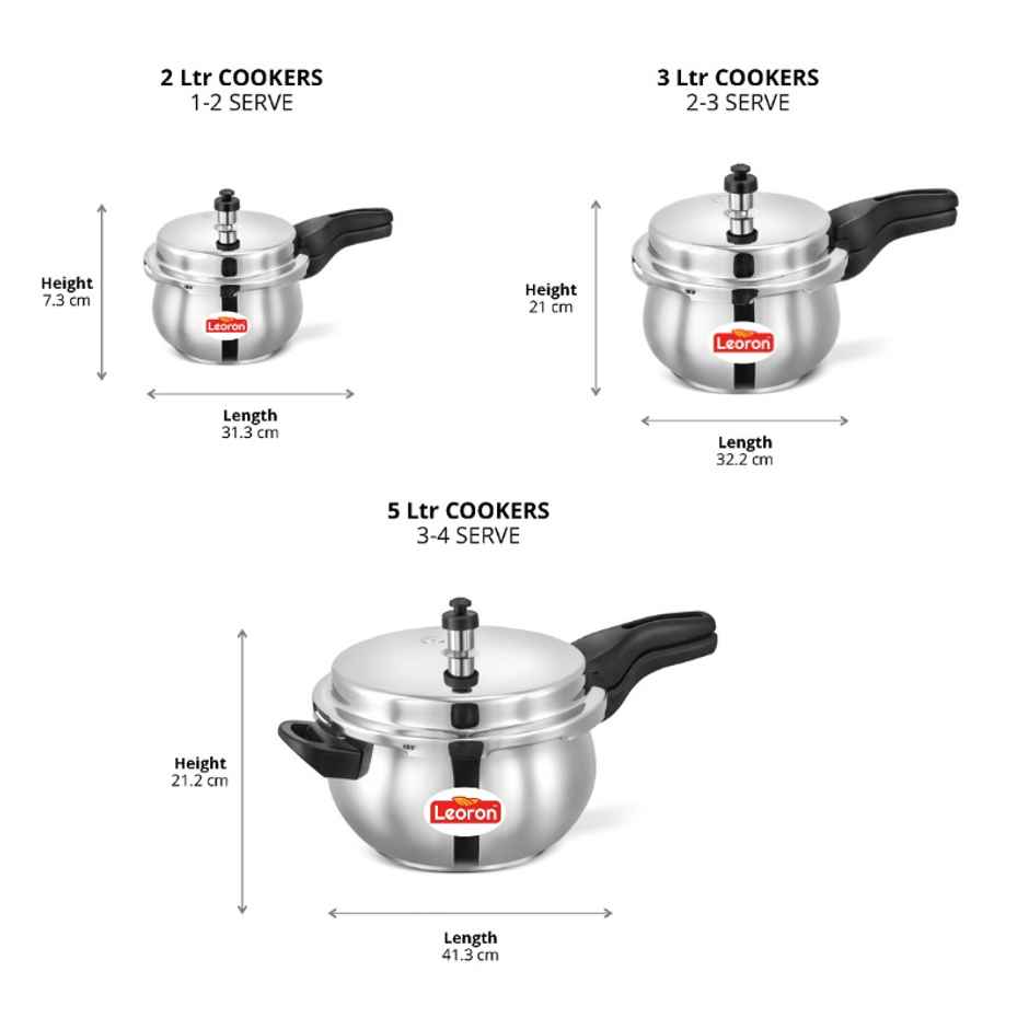 Leoron Handi 5 Litre Outer Lid Stainless Steel Induction Bottom Pressure Cooker