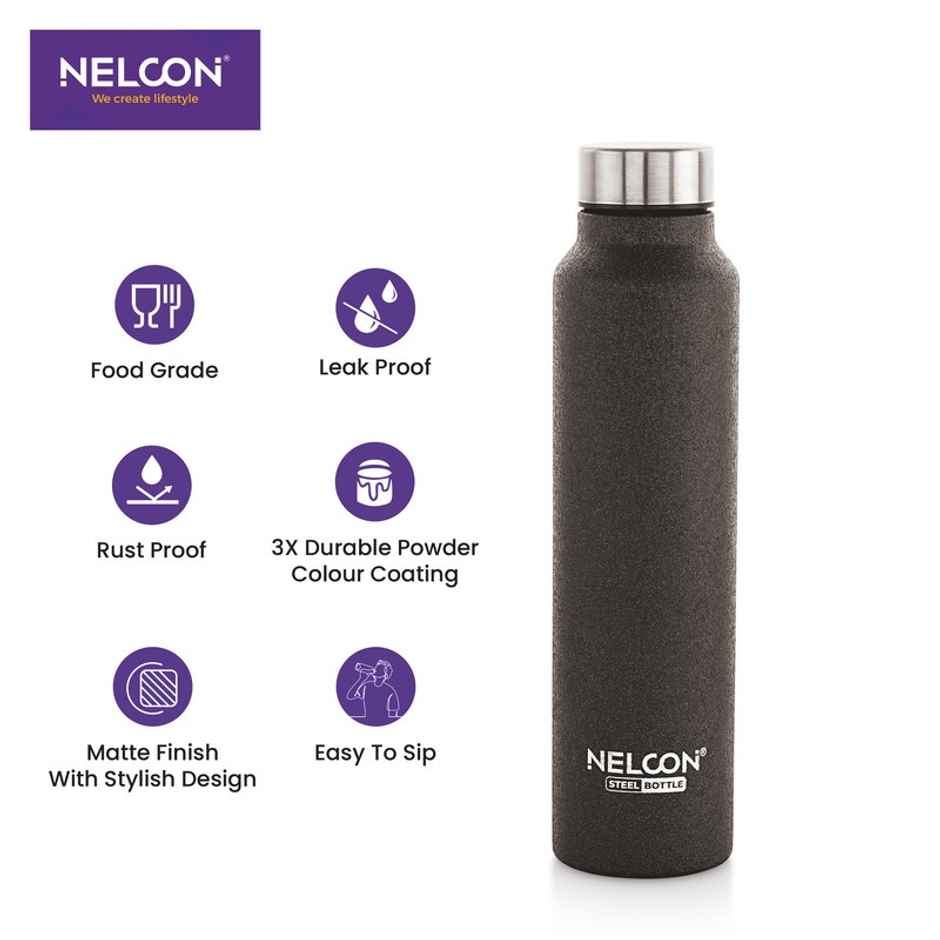 Nelcon Dew Crocz SS Bottle | Office | School-Travel-Gym-Car | 1 L | Black