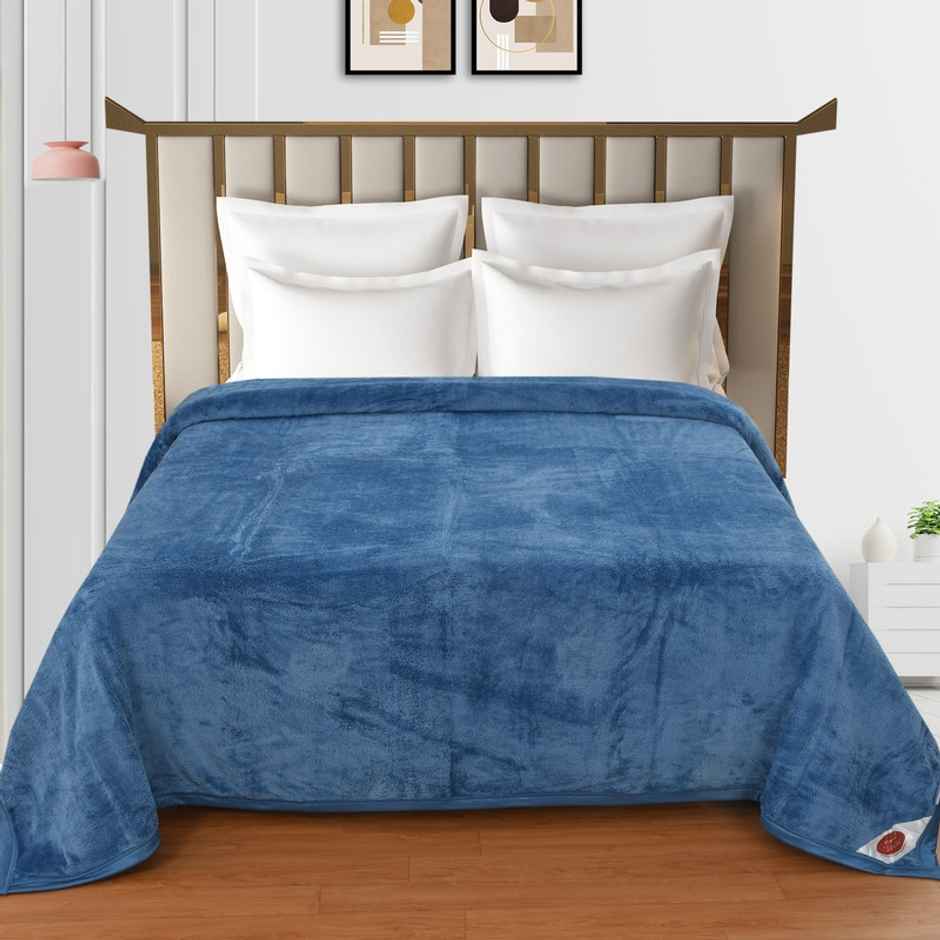 Florida Flannel Blanket for All Season Warm and Super Soft for Double Bed 300 GSM Blue