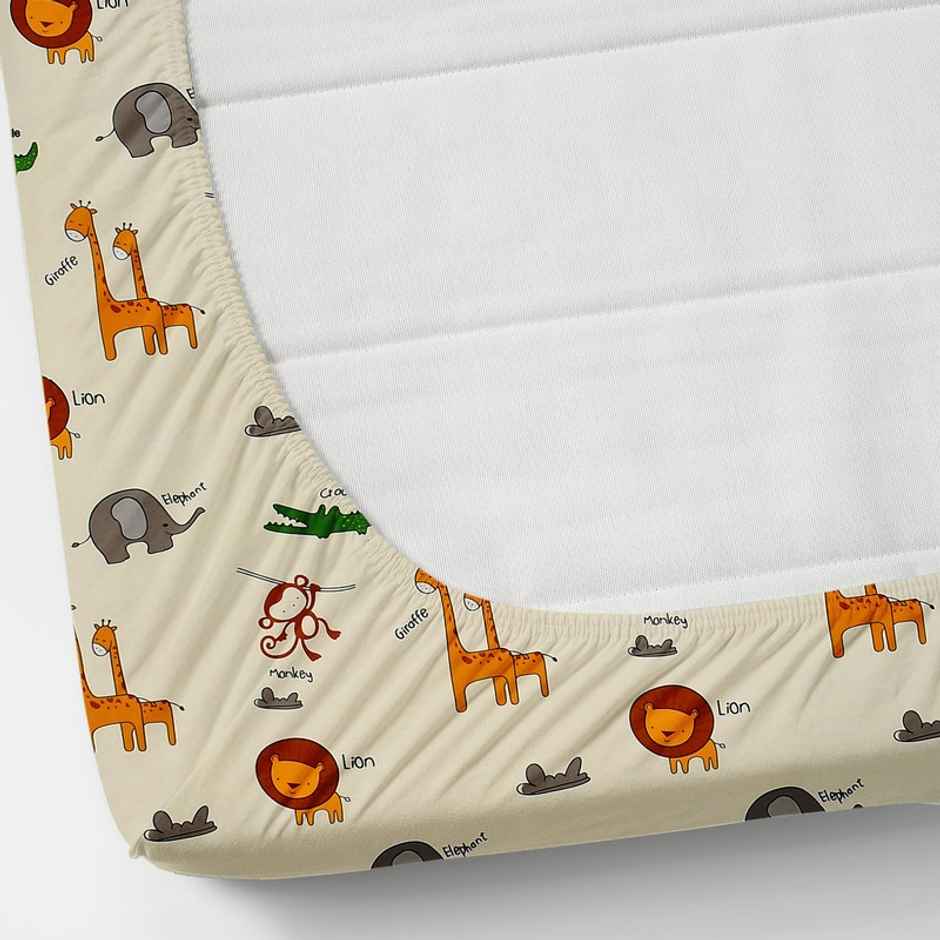 Florida Giggles Elastic Fitted PolyCotton Double Bedsheet & Pillow Covers | Animal Print, 72x78in