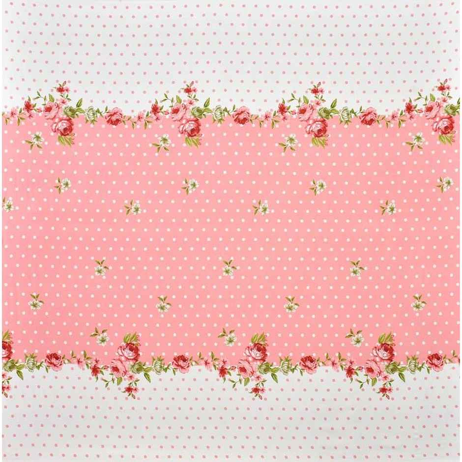 Swadeshi Style Elastic Fitted Double Cotton Floral Bedsheet, 2 Pillow Covers | Pink&White | 78x72in
