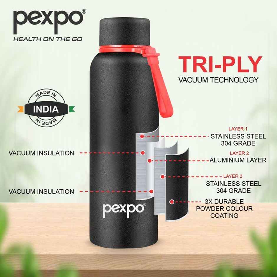 Pexpo 24 Hrs Hot & Cold ISI Certified Bravo Vacuum Insulated Water Bottle Flask | 1 L