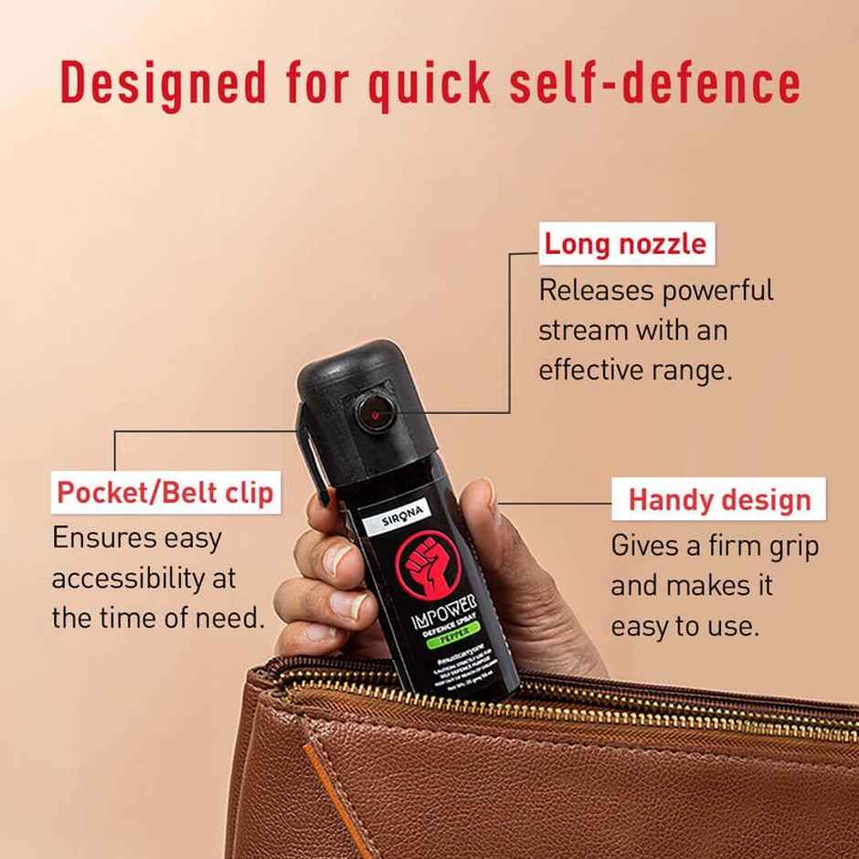 Sirona IMPOWER Self Defence Pepper Spray for Woman Safety - 55 ML | Long Range 12 ft Self Defense