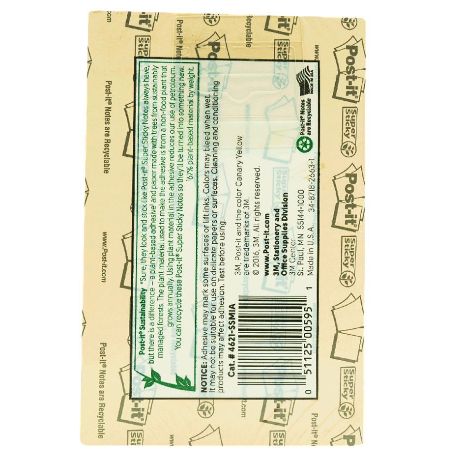 Post-it Sticky Notes - 4" x 6" | Multicolour | Paper | Square | 180 Sheets