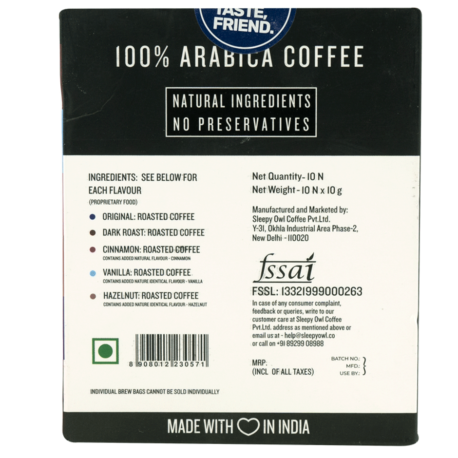 Sleepy Owl Coffee Assorted Hot Brew Bags | Set of 10 Bags - Makes 10 Cups