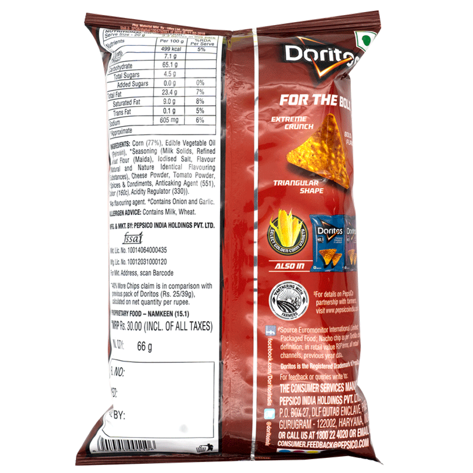 Doritos Nacho Cheese Flavoured Corn Chips Combo