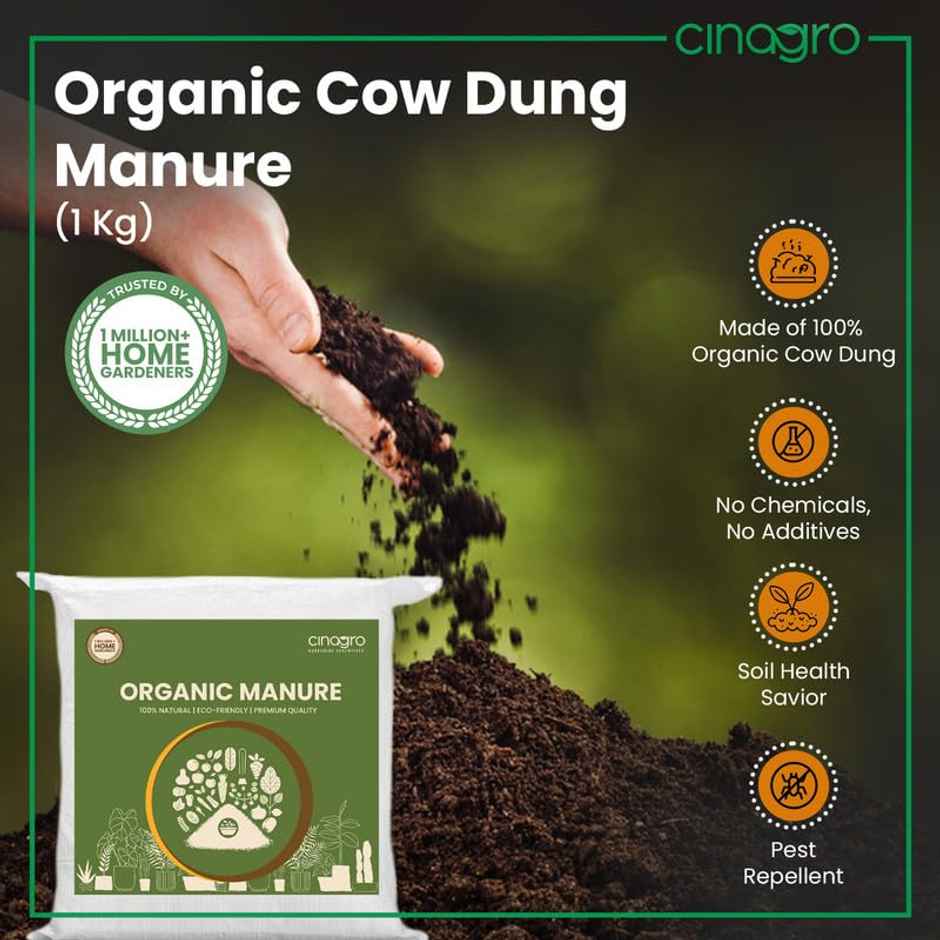 Cinagro Organic Manure Plant Fertilizer, Cow Dung Compost, Releases Phosphorus & Potassium