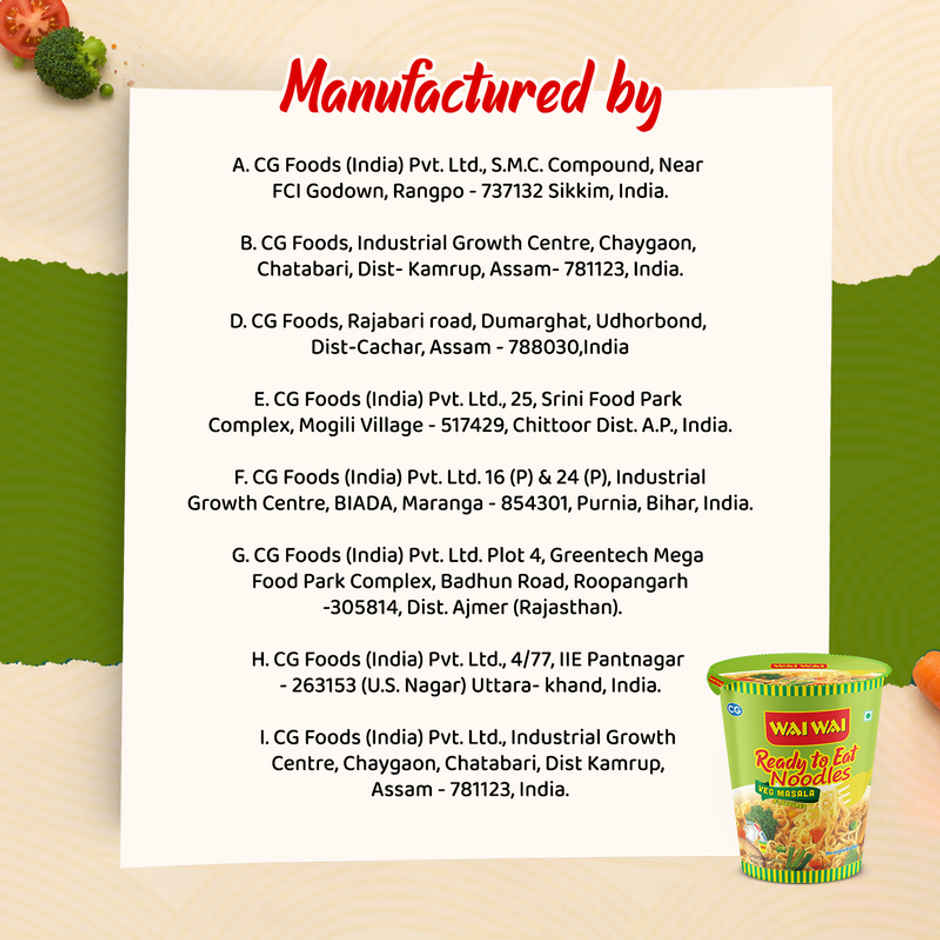Wai Wai Ready To Eat Cup Noodles Veg