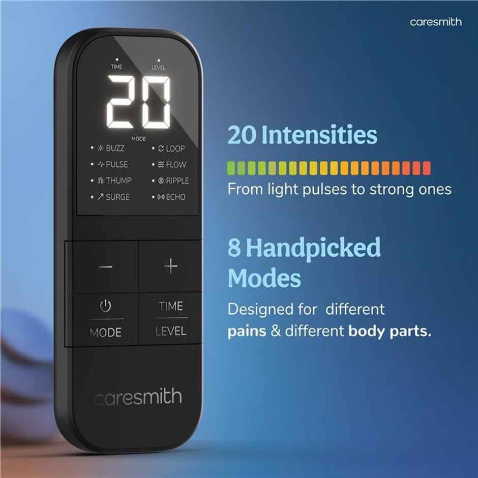 Caresmith Charge Tens Massager for Pain Relief 8 Modes & 20 Intensities USB C Fast Charge