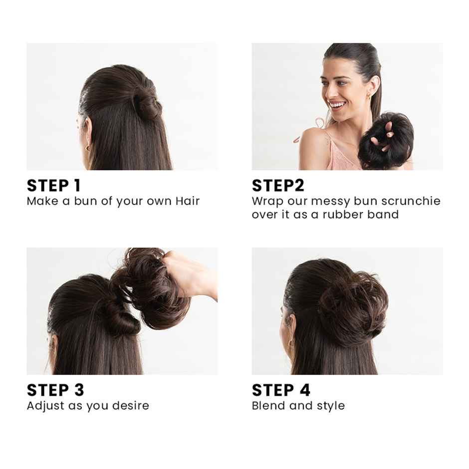 Hair Originals Messy Bun Scrunchie Natural Black