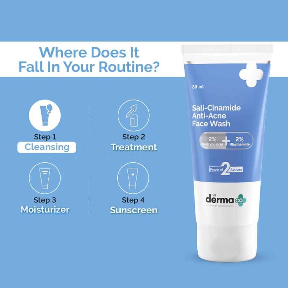 The Derma Co Sali-Cinamide Anti-Acne Face Wash with 2% Salicylic Acid & 2% Niacinamide