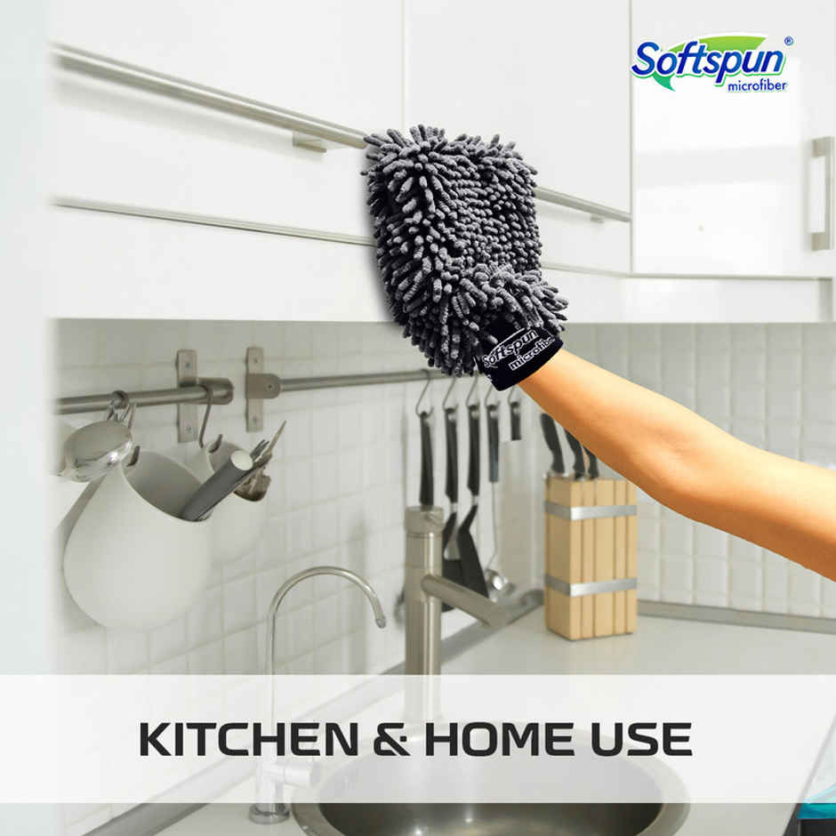 Softspun Microfiber All Purpose Glove/Mitt (1700 GSM, 1pc, Grey)