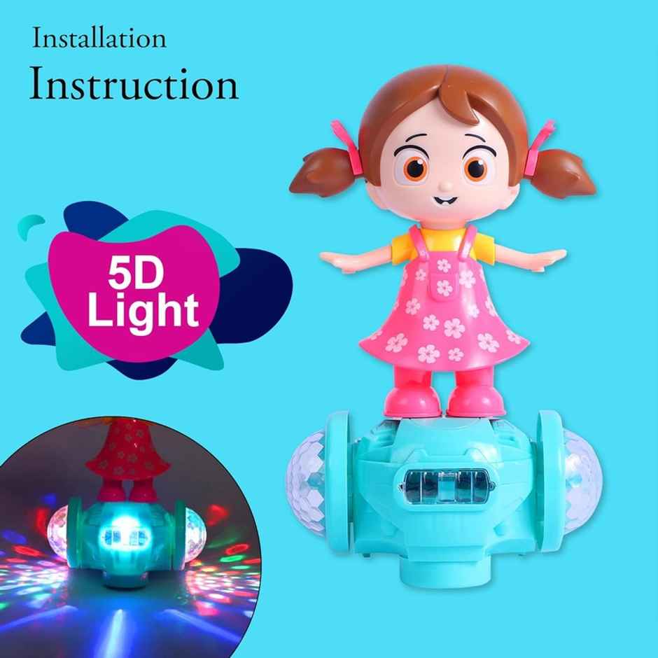 Fablue 360 Degree Rotating Musical Dancing Toy for Kids - Light and Sound Dancing Girl - Multicolor