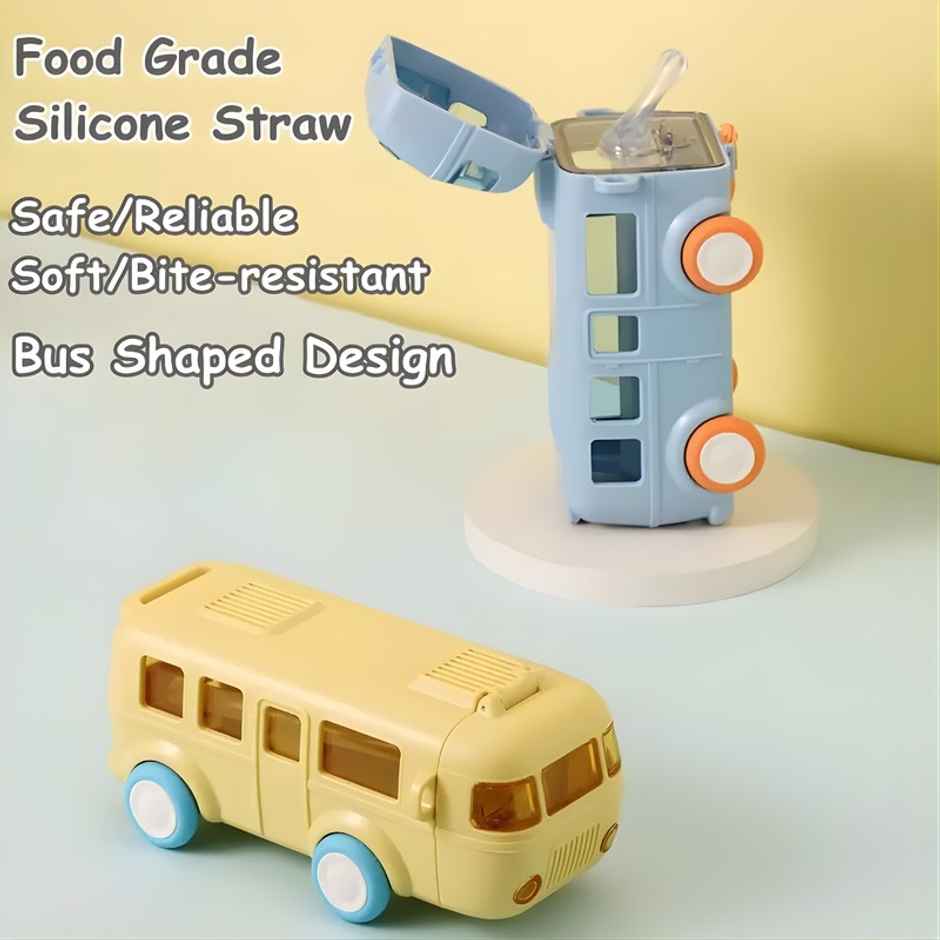 DesignLand School Bus Pink Sipper Water Bottle | Yellow | 500 ml