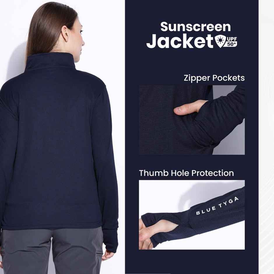 Blue Tyga Women s Sunscreen Jacket - Lsje0001 | Navy | S
