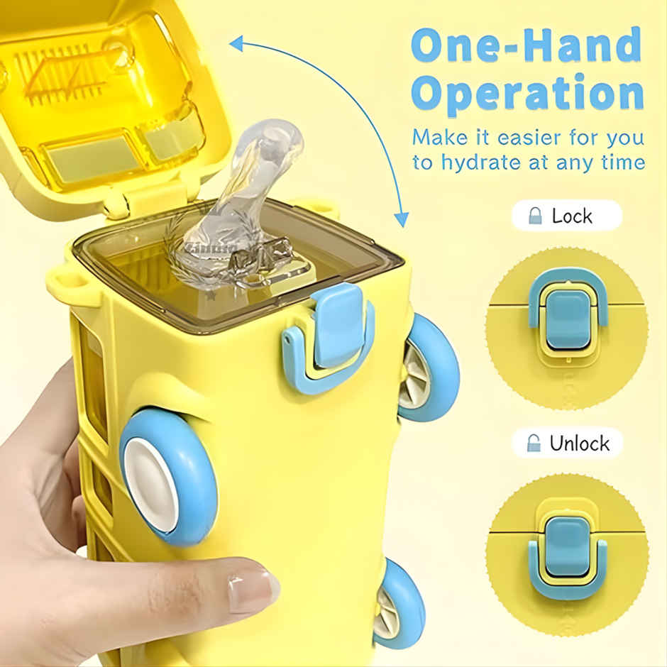 DesignLand School Bus Pink Sipper Water Bottle | Yellow