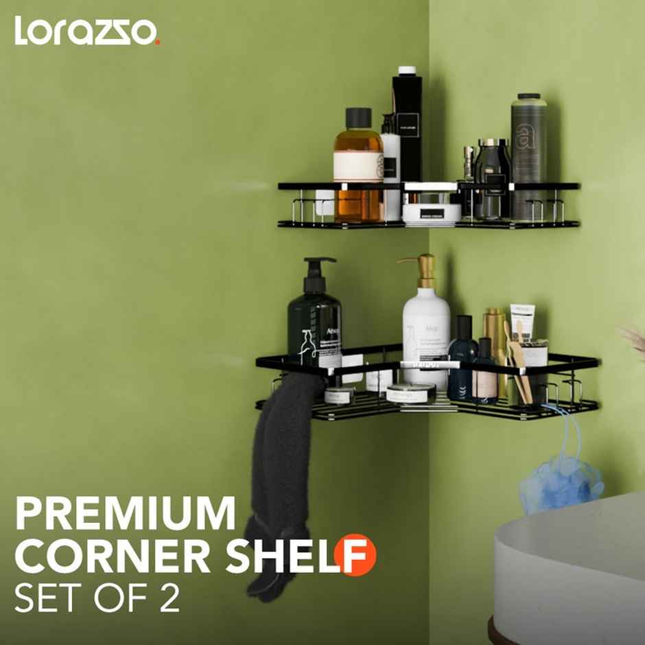 Lorazzo Premium Bathroom Corner Shelves- Self Adhesive Without Drill