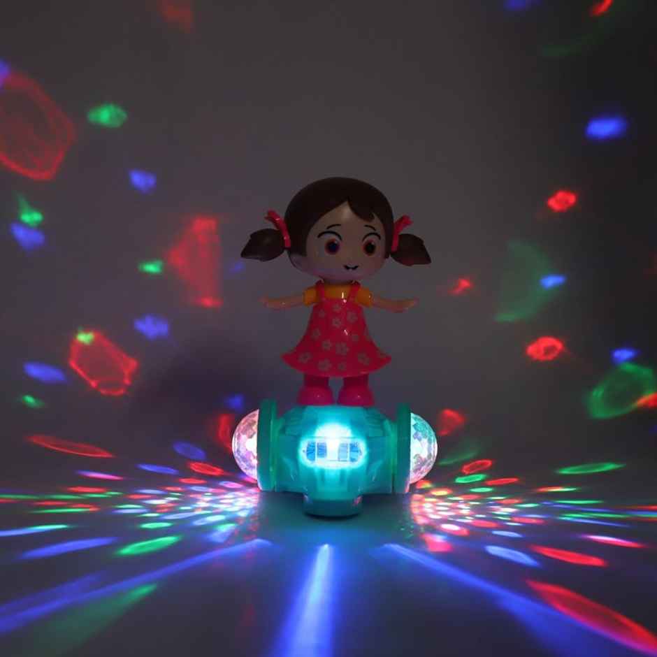 Fablue 360 Degree Rotating Musical Dancing Toy for Kids - Light and Sound Dancing Girl - Multicolor