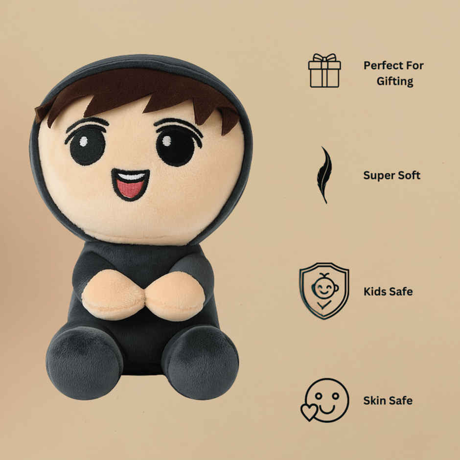Fablue Stuffed Little Boy Soft Toy For Kids - Sitting Plush Soft Toy | Grey