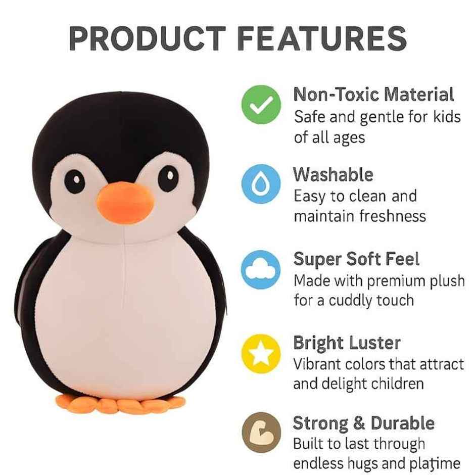 Fablue Penguin Plush & Soft Toy For Boys Girls And Kids | Black & White - 17 cm