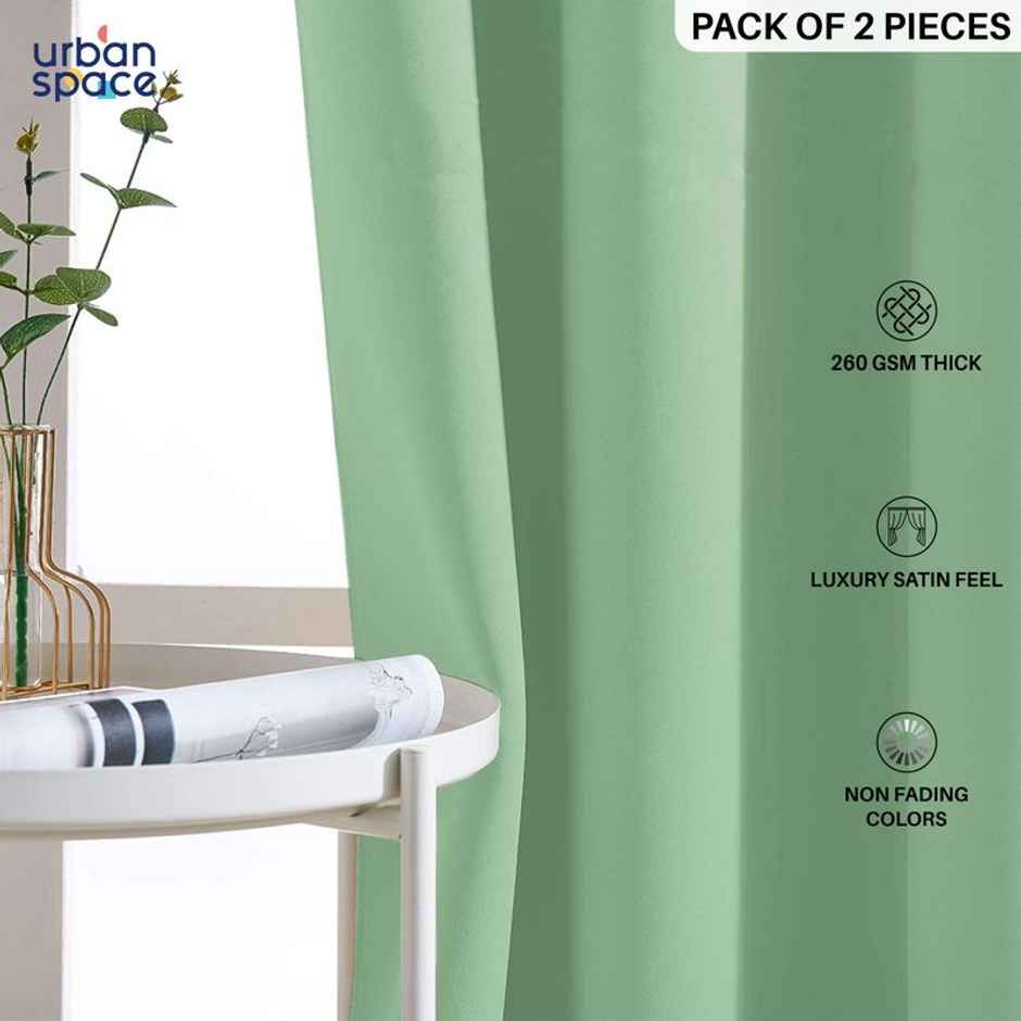 Urban Space Blackout Window Curtains, 5 feet, Set of 2 Curtains, Sage Green