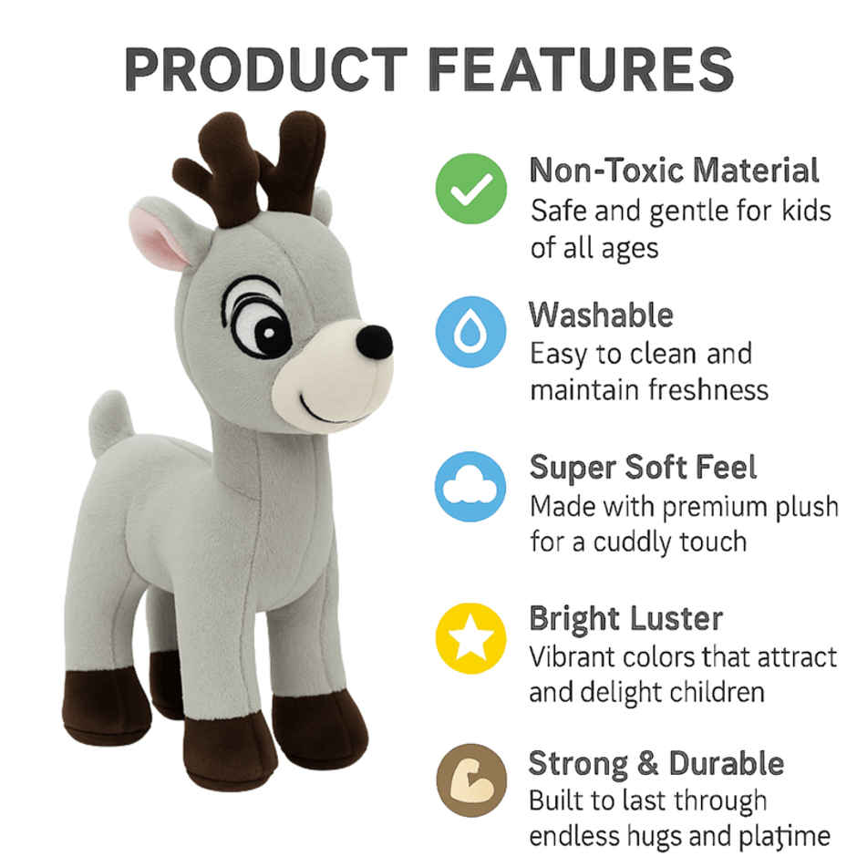 Fablue Stuffed Deer Soft Toy For Kids - Hugging Cute Plush Soft Toy