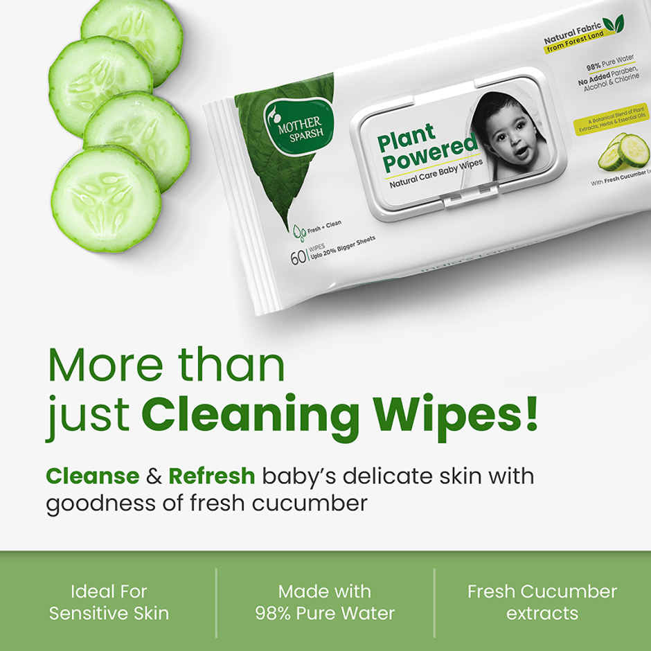 Mother Sparsh Plant Powered Baby Wipes - Natural Cucumber Extract