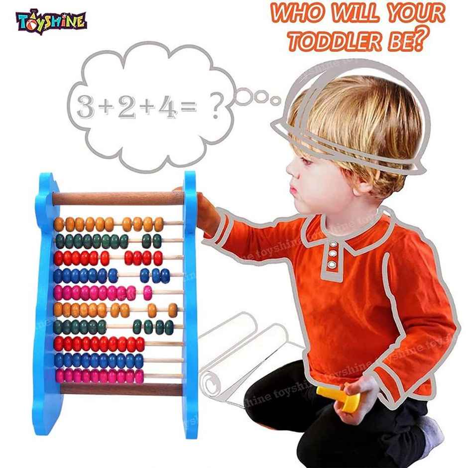 Toyshine Dinosaur Wooden Abacus Learning Play Center, Preschool Math Learning Toy
