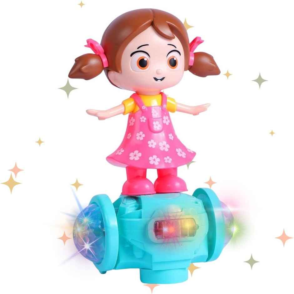 Fablue 360 Degree Rotating Musical Dancing Toy for Kids - Light and Sound Dancing Girl - Multicolor
