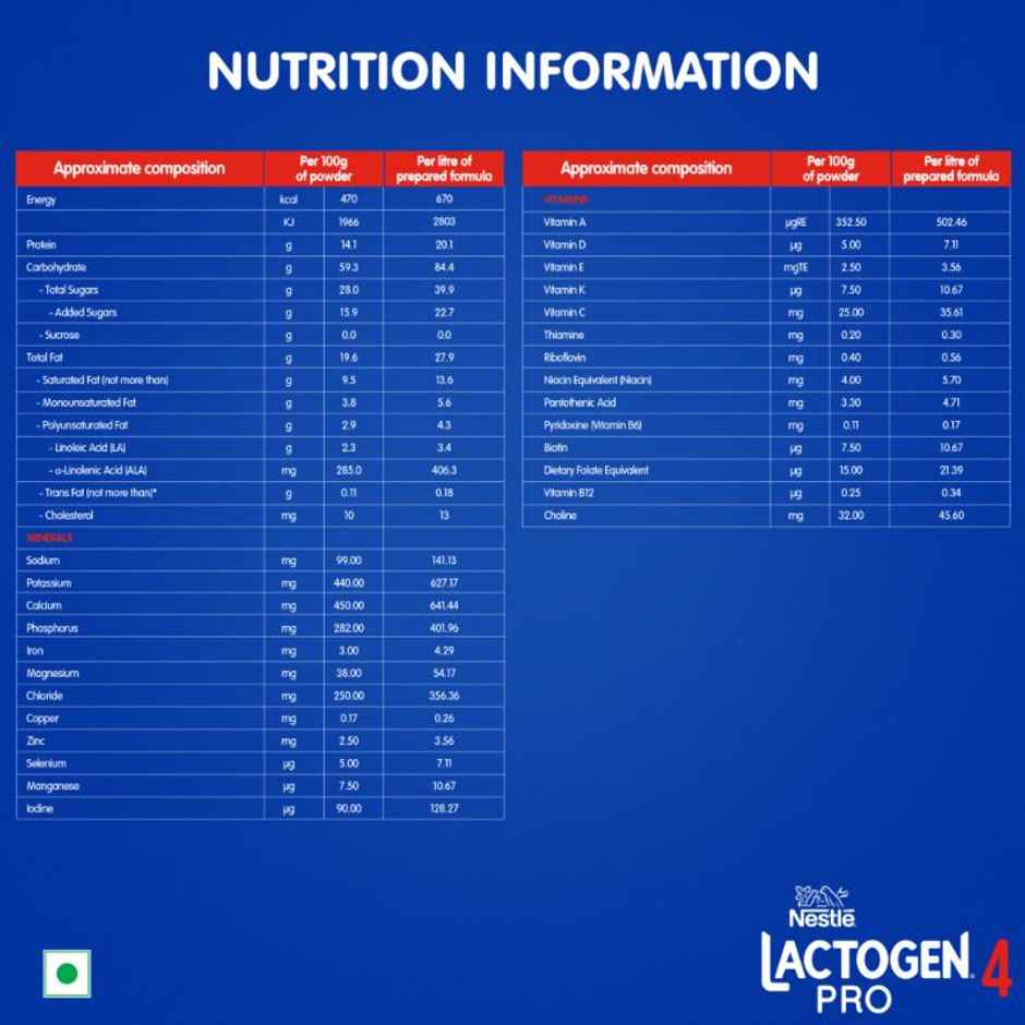 Nestle Lactogen Pro 4 Powder | Follow-Up Formula With Iron  After 18 Months Up To 24 Months
