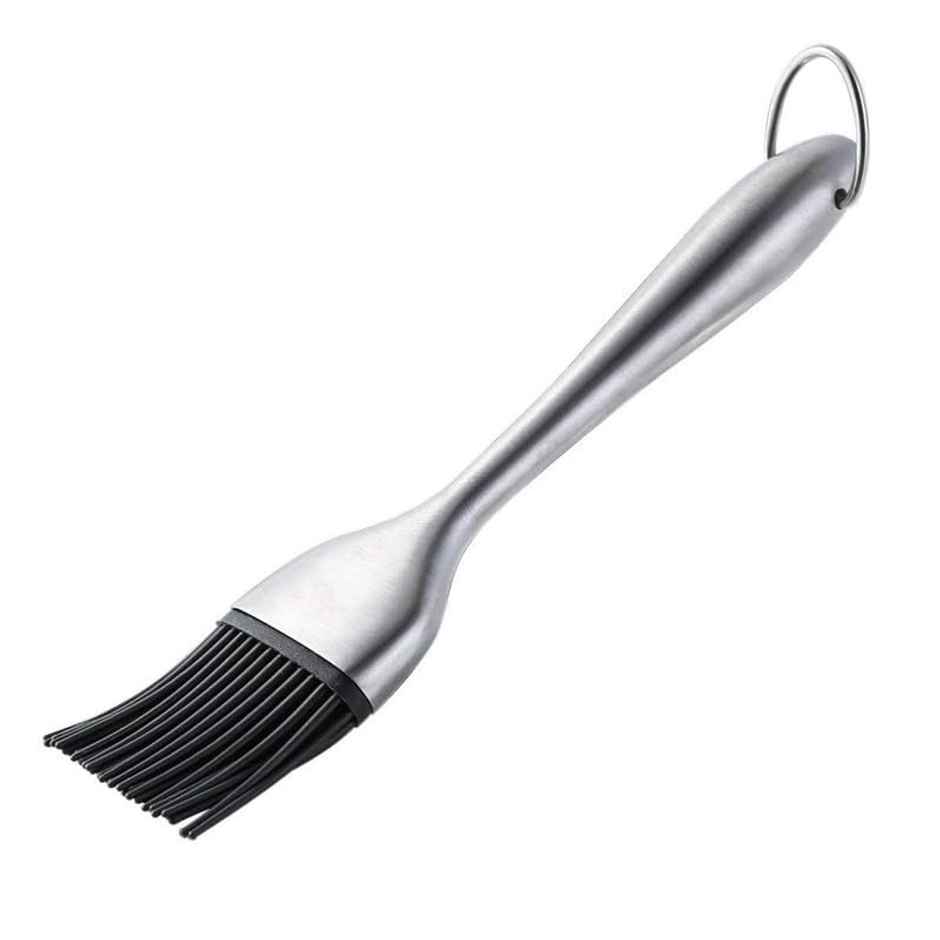 Clazkit Silicone Basting Brush, Stainless Steel Basting Brush with Silicone Bristles Black