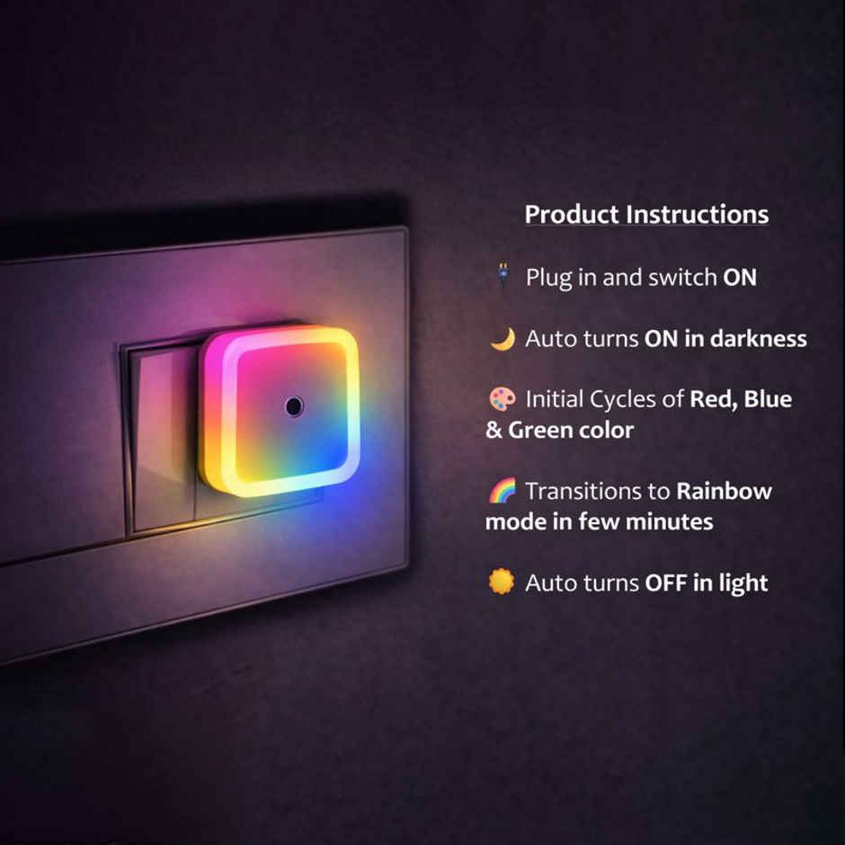 Festivora Automatic On/Off Sensor Smart LED Night Bulb |Multicolor(Rainbow Effect)
