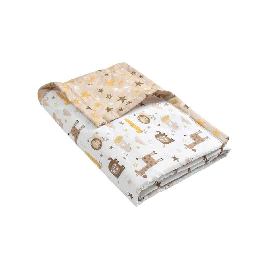 Florida Cotton AC Dohar Kids Reversible Design For Double Bed Blanket - Beige