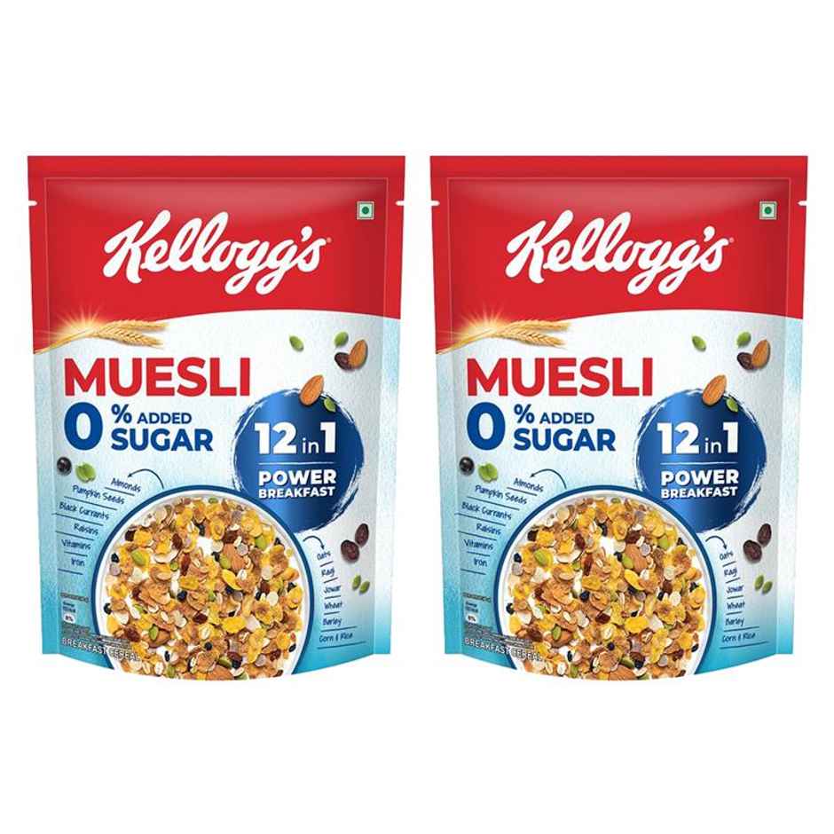 Kellogg's Muesli with Zero Added Sugar | 12 in 1 Power Breakfast |High Protein