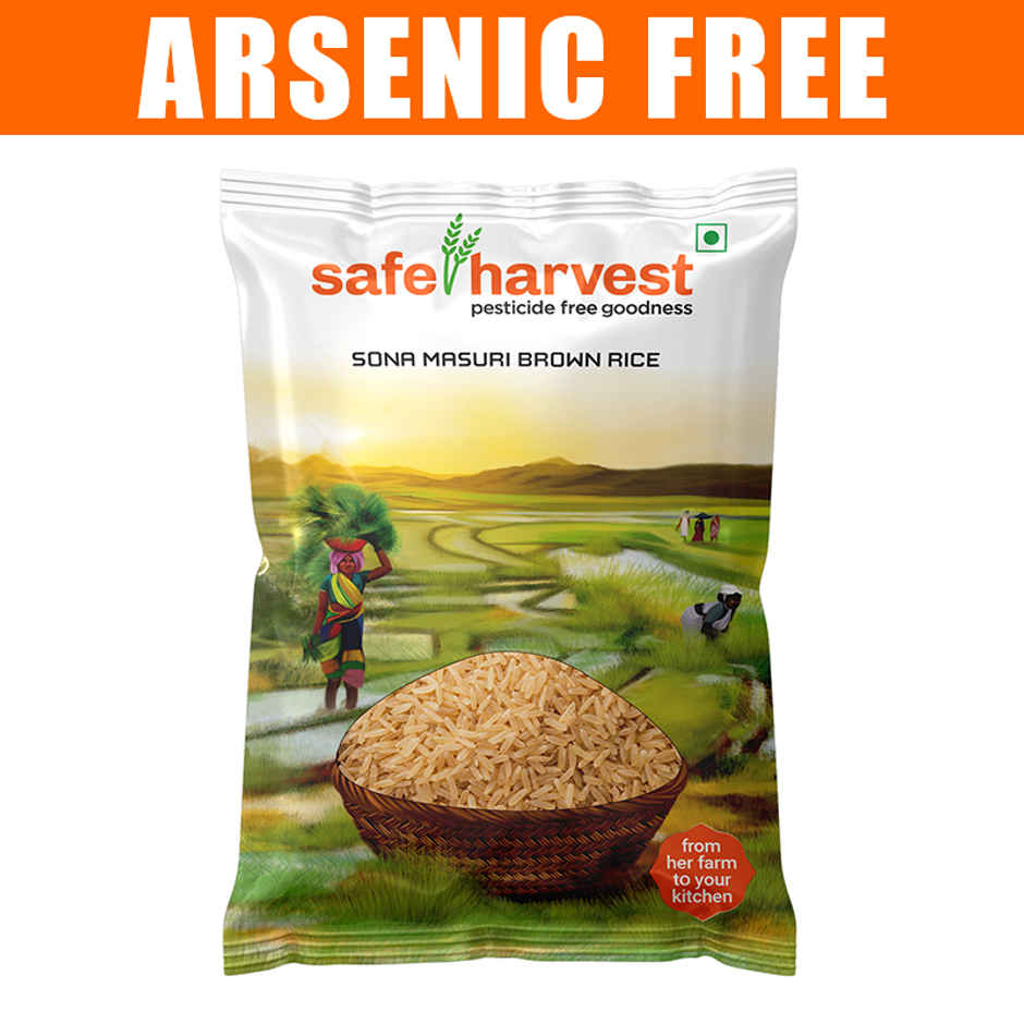 Safe Harvest Pesticide Free Sonamasuri Unpolished Brown Rice | Arsenic Free