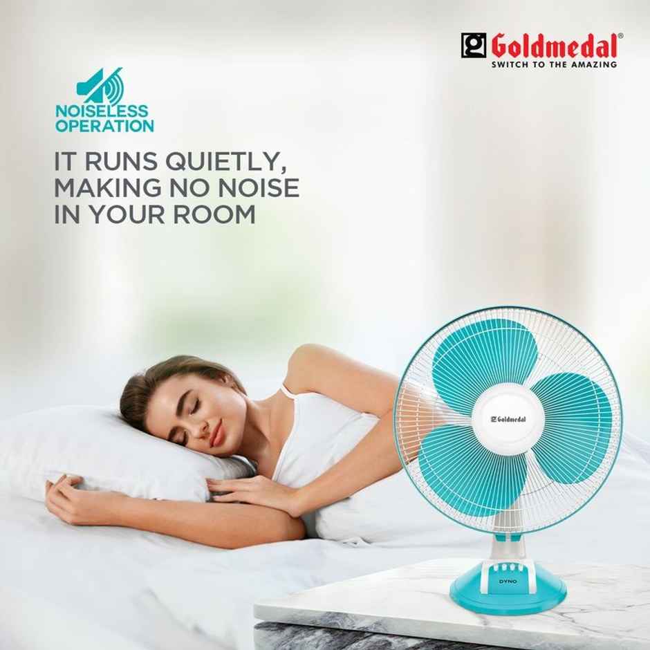 Goldmedal Dyno Table Fan, 400mm, High RPM, 100% Copper Motor, High Air Delivery, Turquoise White