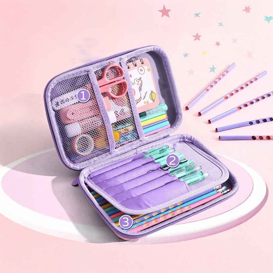 Fablue 3D Moon Unicorn Big Pencil Pouch | Light Purple