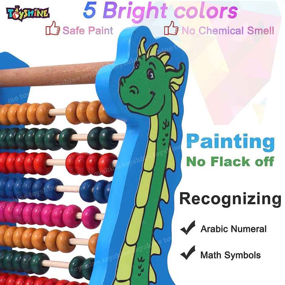 Toyshine Dinosaur Wooden Abacus Learning Play Center, Preschool Math Learning Toy
