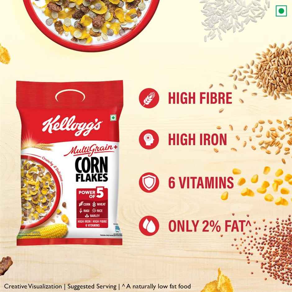 Kellogg's Multigrain Plus Corn Flakes | Power of 5 Grains | 6 Vitamins