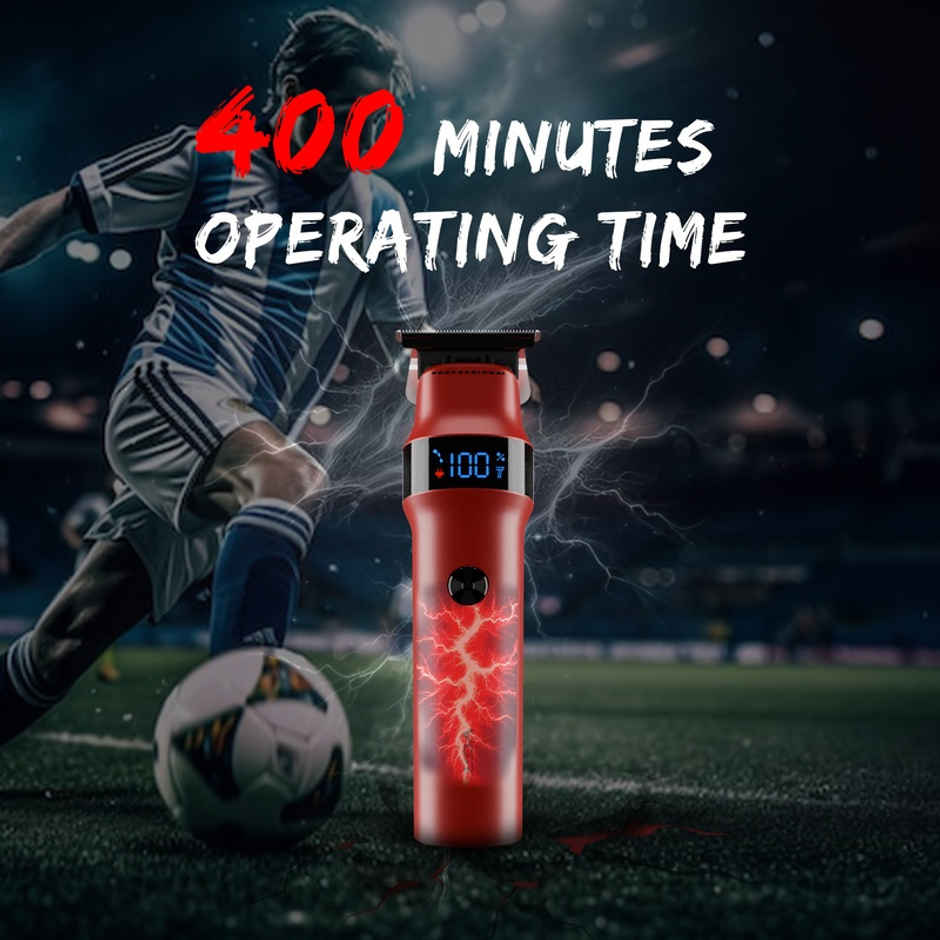 VGR Rosso Professional Men's Beard & Moustache Hair Trimmer | 400 Minutes Runtime | Red