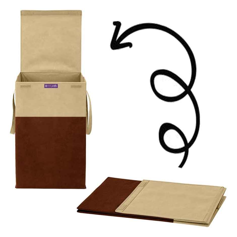 PrettyKrafts 75 L Laundry Basket | Foldable Hamper with Lid for Clothes & Toys - Brown