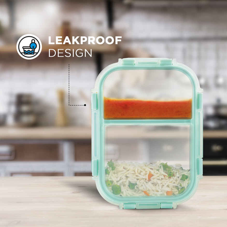 Allo Glass Lunch Box Compartment with Bag | 580 ml