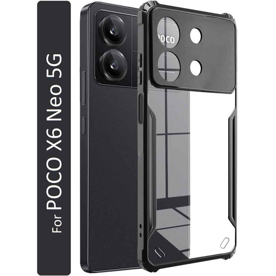 Kwine Case Poco X6 Neo 5G Back Cover - Black Bordered Transparent Case