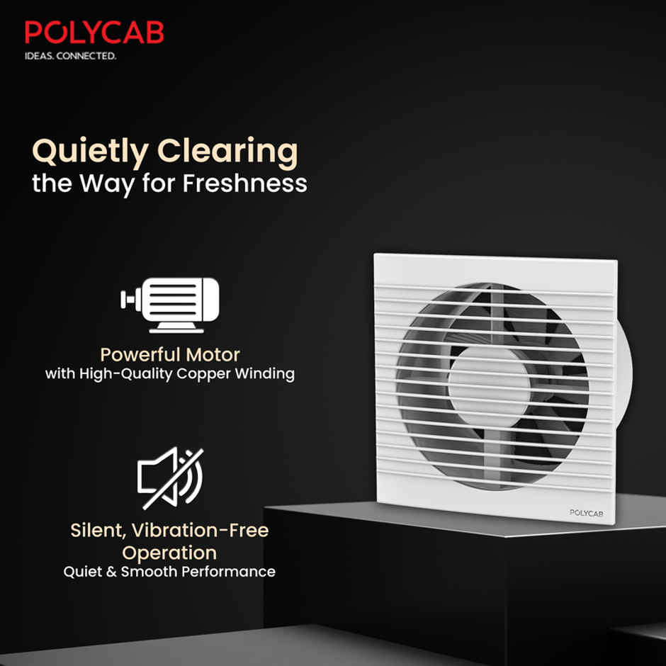 Polycab Freshner Axial Air Exhaust fan, 150mm, High Speed,Noiseless, 100% Copper Winding, White