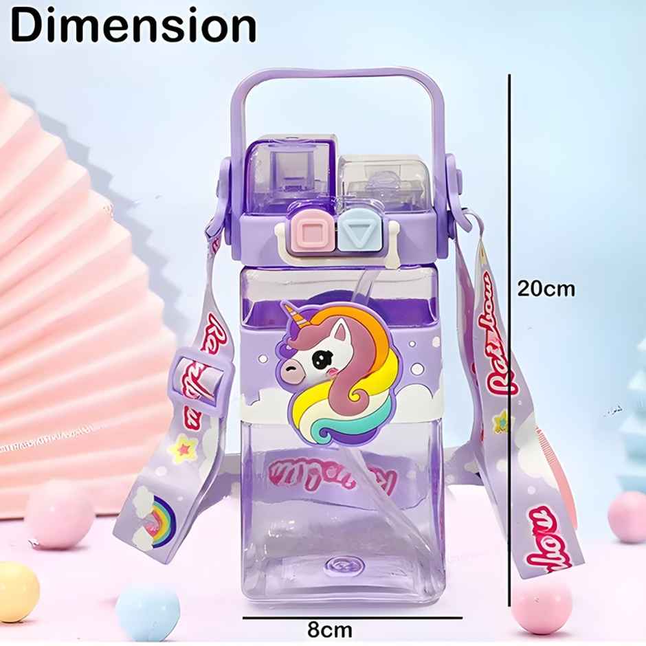 DesignLand Double Mouthed Unicorn Water Bottle | Purple | 520 ml