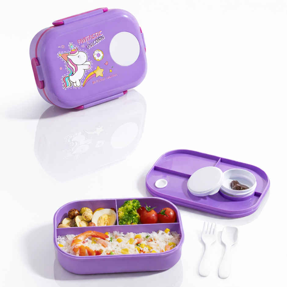 DesignLand Unicorn Bento Lunch Box with Cutlery | Purple